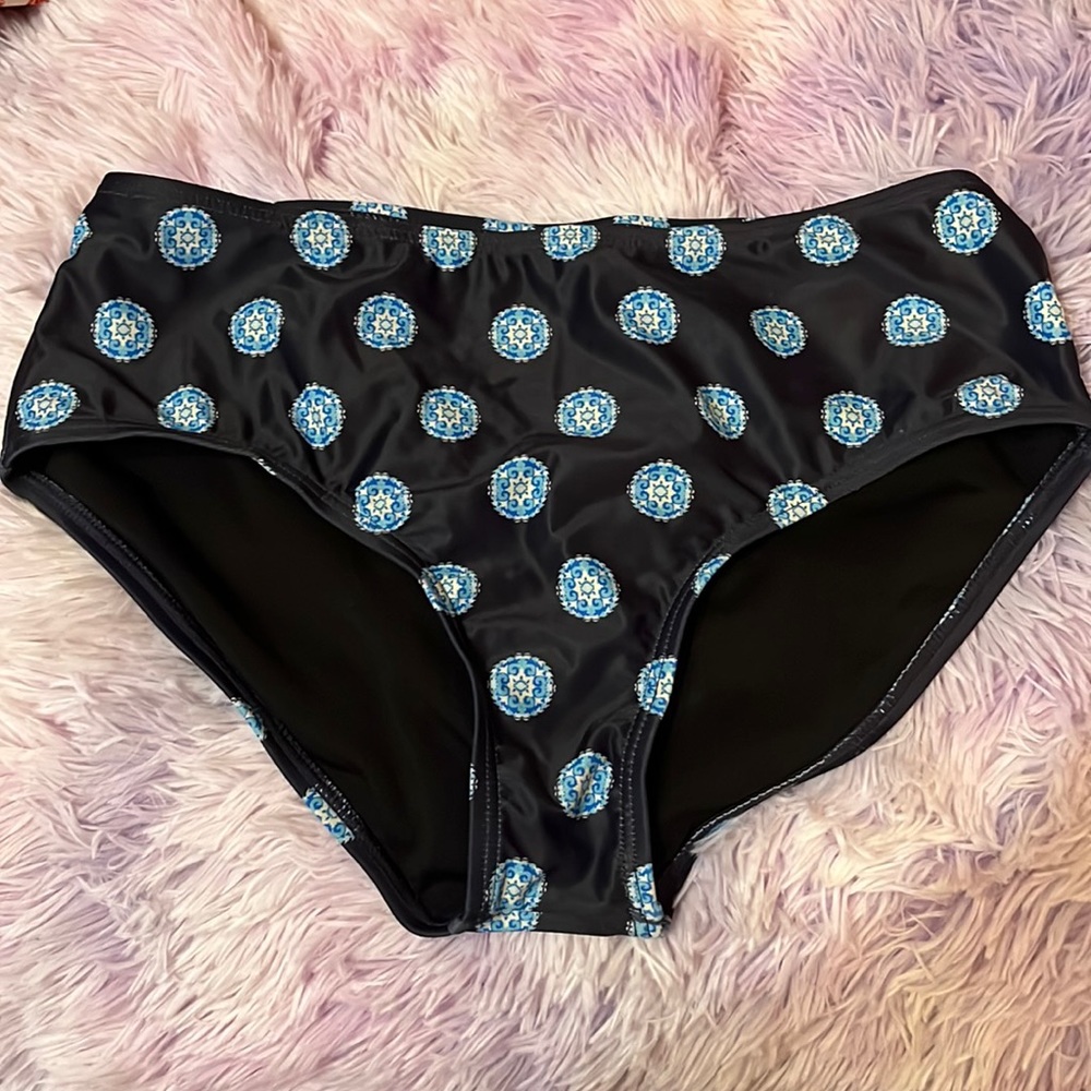 High waisted womens bikini bottom navy blue